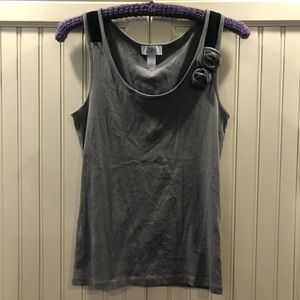 Light gray Ann Taylor Loft tank with floral detail